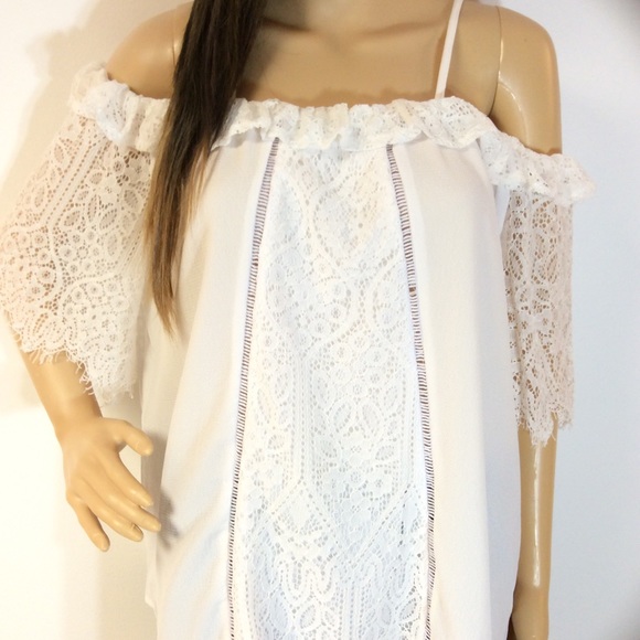 PLUS WHITE CHIFFON OFF SHOULDER TOP - Picture 6 of 8